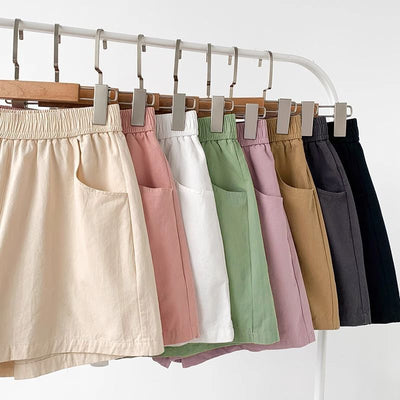 Casual Sports Shorts for Women Loose High-Waist Straight Leg A-Line Wide-Leg Three-Quarter Pants