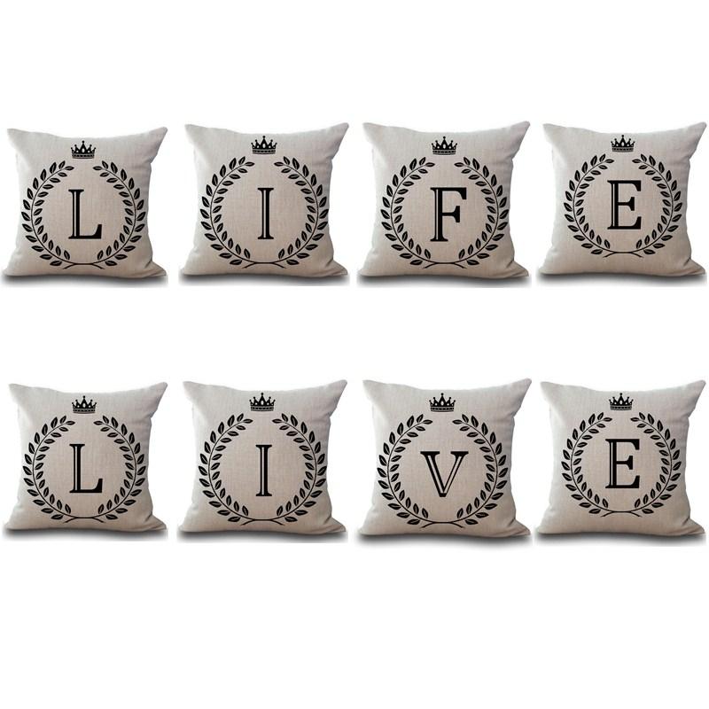 1Pcs Crown Letter 43*43cm Cotton Linen Throw Pillow Cushion Cover Car Home Decoration Sofa Decor Decorative Pillowcase 40166