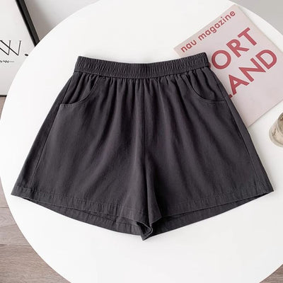 Casual Sports Shorts for Women Loose High-Waist Straight Leg A-Line Wide-Leg Three-Quarter Pants