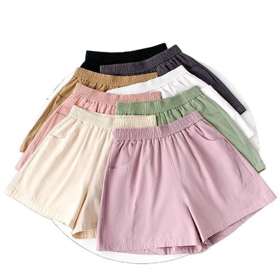 Casual Sports Shorts for Women Loose High-Waist Straight Leg A-Line Wide-Leg Three-Quarter Pants