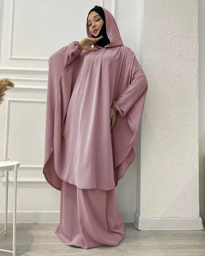 Flared Solid Color Long Robe Set Dress