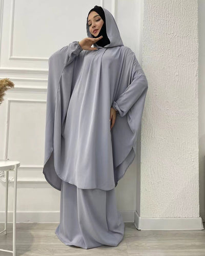 Flared Solid Color Long Robe Set Dress