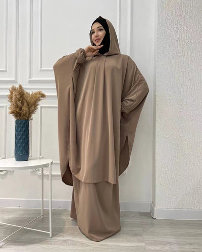 Flared Solid Color Long Robe Set Dress