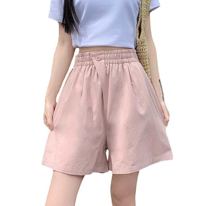 High-Waist Slimming Loose Wide-Leg Elastic Sports Pants Versatile Casual Plus-Size  Shorts Women Trendy