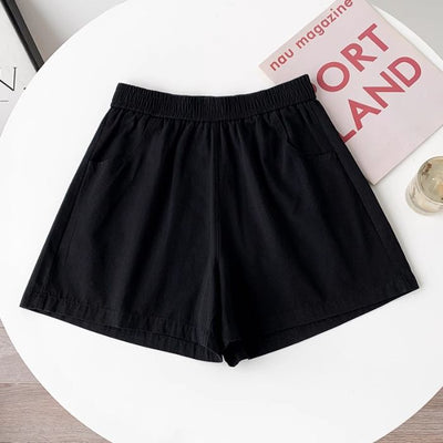 Casual Sports Shorts for Women Loose High-Waist Straight Leg A-Line Wide-Leg Three-Quarter Pants