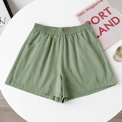 Casual Sports Shorts for Women Loose High-Waist Straight Leg A-Line Wide-Leg Three-Quarter Pants