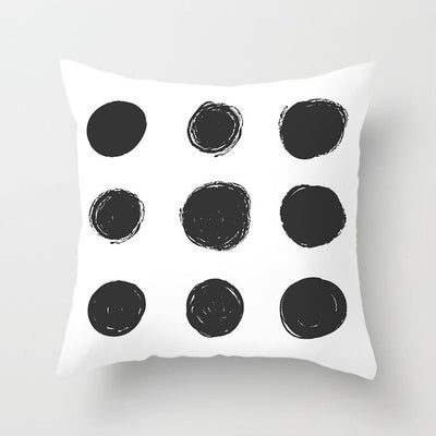 Geometric Cushion Cover Black and White Polyester Throw Pillow Case Striped Dotted Grid Triangular Geometric Art Cushion Cover
