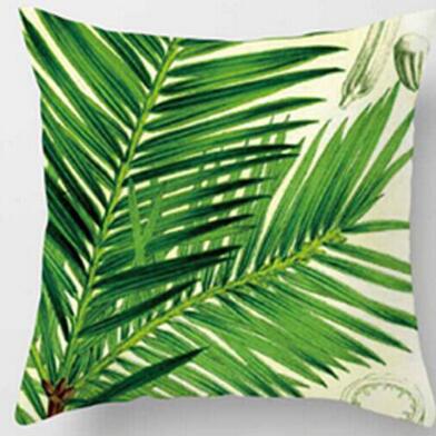 Tropical Plants Green Leaves Monstera Cushion Covers Hibiscus Flower Cushion Cover Decorative Beige Linen Pillow Case