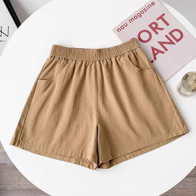 Casual Sports Shorts for Women Loose High-Waist Straight Leg A-Line Wide-Leg Three-Quarter Pants