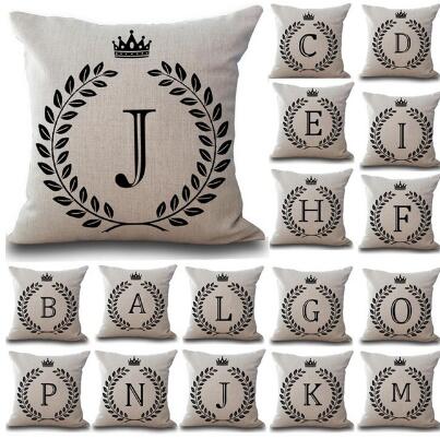 1Pcs Crown Letter 43*43cm Cotton Linen Throw Pillow Cushion Cover Car Home Decoration Sofa Decor Decorative Pillowcase 40166