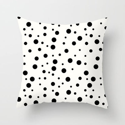 Geometric Cushion Cover Black and White Polyester Throw Pillow Case Striped Dotted Grid Triangular Geometric Art Cushion Cover