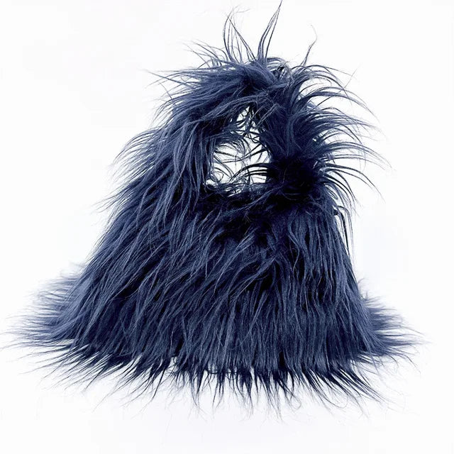 Fashion Faux Fur Women Shoulder Bags Y2K Korean Fashion Plush Handbags Luxury Tote Soft Warm Winter Hairy Purse