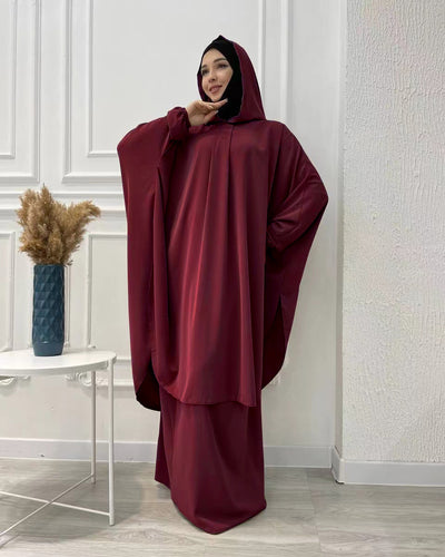 Flared Solid Color Long Robe Set Dress