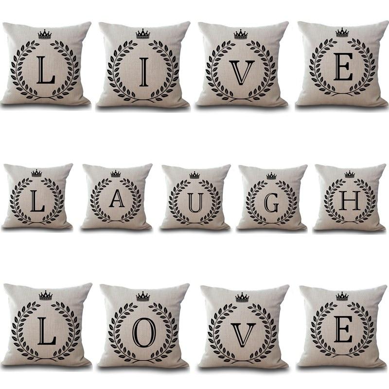 1Pcs Crown Letter 43*43cm Cotton Linen Throw Pillow Cushion Cover Car Home Decoration Sofa Decor Decorative Pillowcase 40166