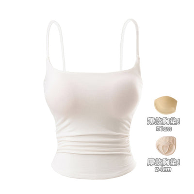 Chest cushion pleated camisole vest