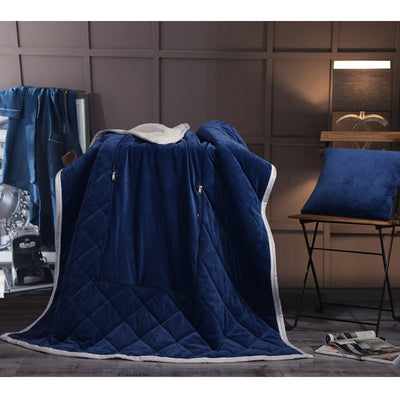 2 in 1 Flannel Cushion Blanket car sofa lumbar throw pillow air conditioning blanket foldable patchwork quilt blanket Bedding