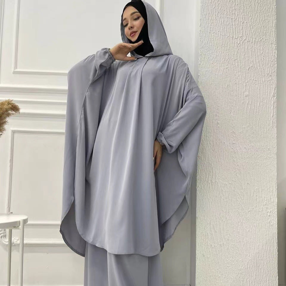 Flared Solid Color Long Robe Set Dress