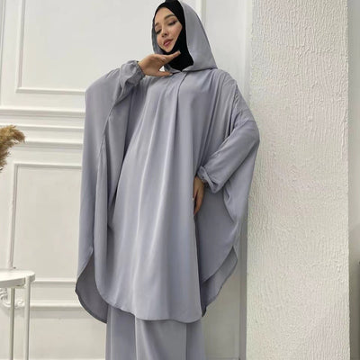 Flared Solid Color Long Robe Set Dress