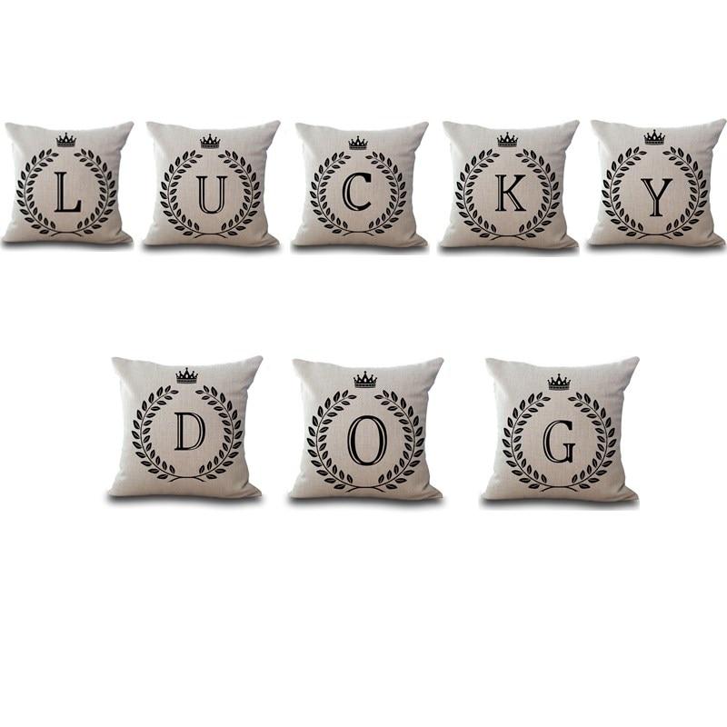 1Pcs Crown Letter 43*43cm Cotton Linen Throw Pillow Cushion Cover Car Home Decoration Sofa Decor Decorative Pillowcase 40166