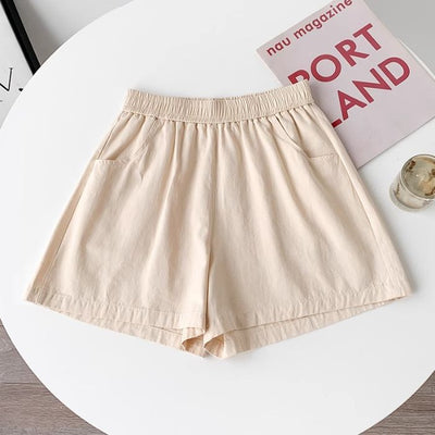 Casual Sports Shorts for Women Loose High-Waist Straight Leg A-Line Wide-Leg Three-Quarter Pants