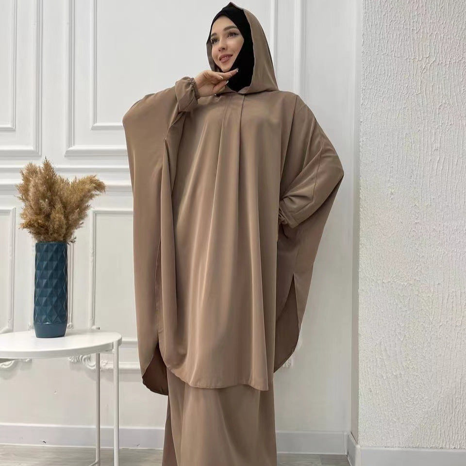 Flared Solid Color Long Robe Set Dress