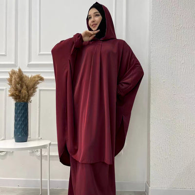 Flared Solid Color Long Robe Set Dress