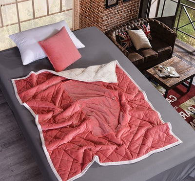 2 in 1 Flannel Cushion Blanket car sofa lumbar throw pillow air conditioning blanket foldable patchwork quilt blanket Bedding