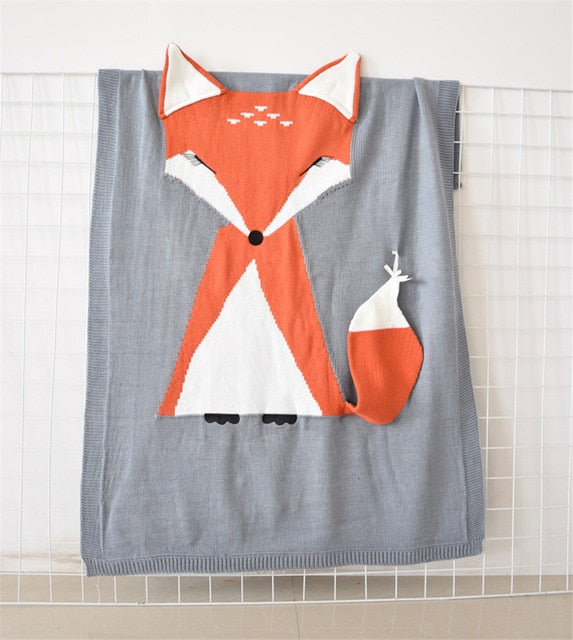 Baby Blanket Fox Animals Pattern Sleep Bag Soft Warm Wool Swaddle Kids Bath Towel Play Mat Decorative blankets 73x110cm