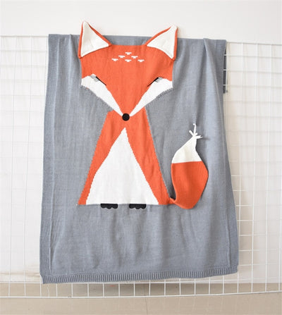 Baby Blanket Fox Animals Pattern Sleep Bag Soft Warm Wool Swaddle Kids Bath Towel Play Mat Decorative blankets 73x110cm