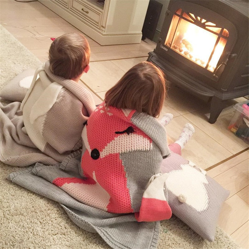 Baby Blanket Fox Animals Pattern Sleep Bag Soft Warm Wool Swaddle Kids Bath Towel Play Mat Decorative blankets 73x110cm