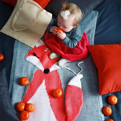 Baby Blanket Fox Animals Pattern Sleep Bag Soft Warm Wool Swaddle Kids Bath Towel Play Mat Decorative blankets 73x110cm