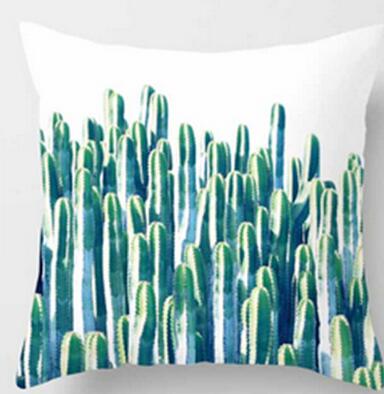 Tropical Plants Green Leaves Monstera Cushion Covers Hibiscus Flower Cushion Cover Decorative Beige Linen Pillow Case