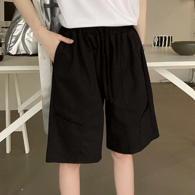 Workwear Wide-Leg Shorts Women Summer Pure Cotton Style High Street Loose Casual Plus Size Versatile Capri Pants