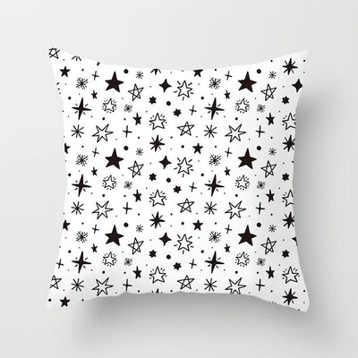 Geometric Cushion Cover Black and White Polyester Throw Pillow Case Striped Dotted Grid Triangular Geometric Art Cushion Cover