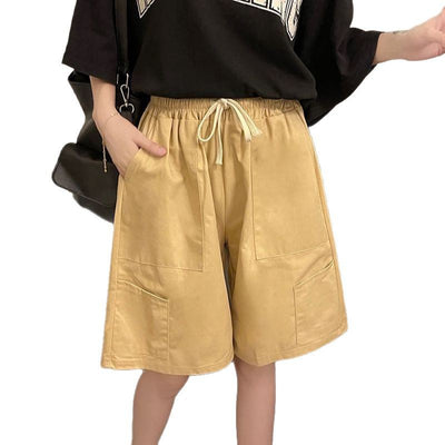 Workwear Wide-Leg Shorts Women Summer Pure Cotton Style High Street Loose Casual Plus Size Versatile Capri Pants