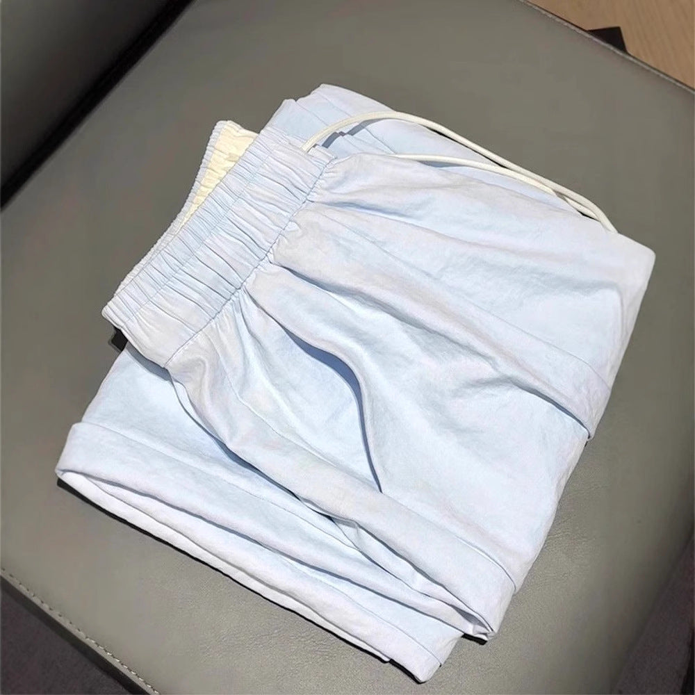Creamy Wind Casual Cloud Pants Women Loose High Waist Drawstring Wide Leg Trousers Straight Floor-Length Pants