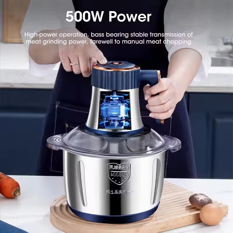 Copy of Electric Meat Grinders, 5L Food Processor, Stainless Steel Multifunctional Vegetable Slicer, Kitchen Chopper & Mixer