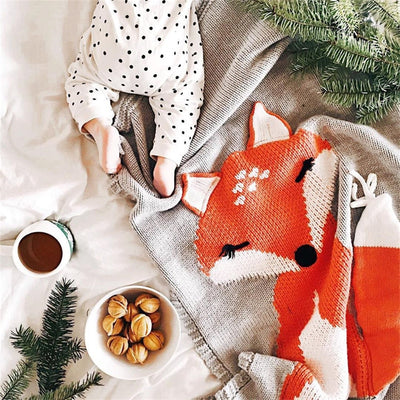 Baby Blanket Fox Animals Pattern Sleep Bag Soft Warm Wool Swaddle Kids Bath Towel Play Mat Decorative blankets 73x110cm