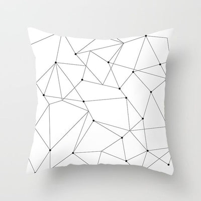 Geometric Cushion Cover Black and White Polyester Throw Pillow Case Striped Dotted Grid Triangular Geometric Art Cushion Cover