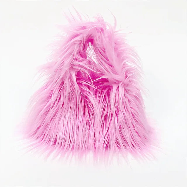 Fashion Faux Fur Women Shoulder Bags Y2K Korean Fashion Plush Handbags Luxury Tote Soft Warm Winter Hairy Purse