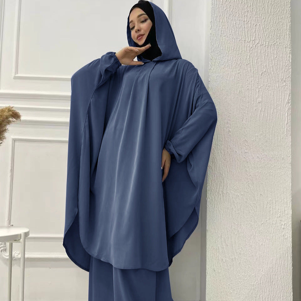 Flared Solid Color Long Robe Set Dress
