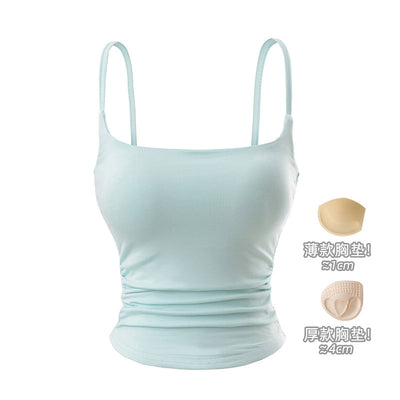 Chest cushion pleated camisole vest