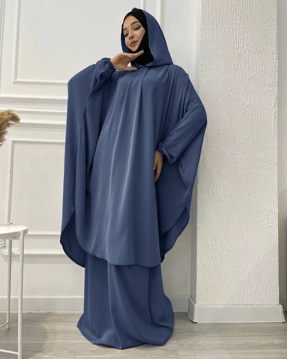 Flared Solid Color Long Robe Set Dress