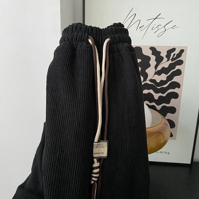 Velvet Casual Trousers for Women High Waist Drawstring Cuffed Harem Long Pants