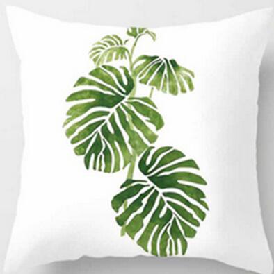 Tropical Plants Green Leaves Monstera Cushion Covers Hibiscus Flower Cushion Cover Decorative Beige Linen Pillow Case