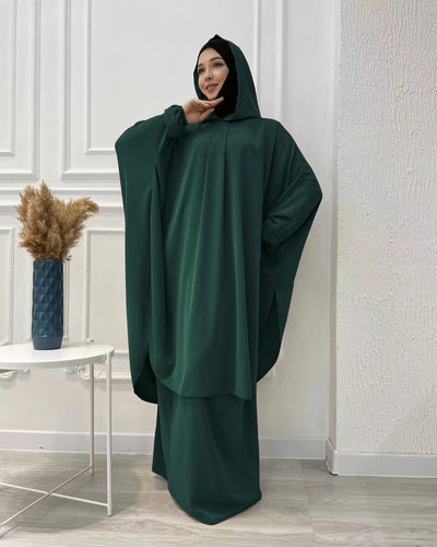 Flared Solid Color Long Robe Set Dress