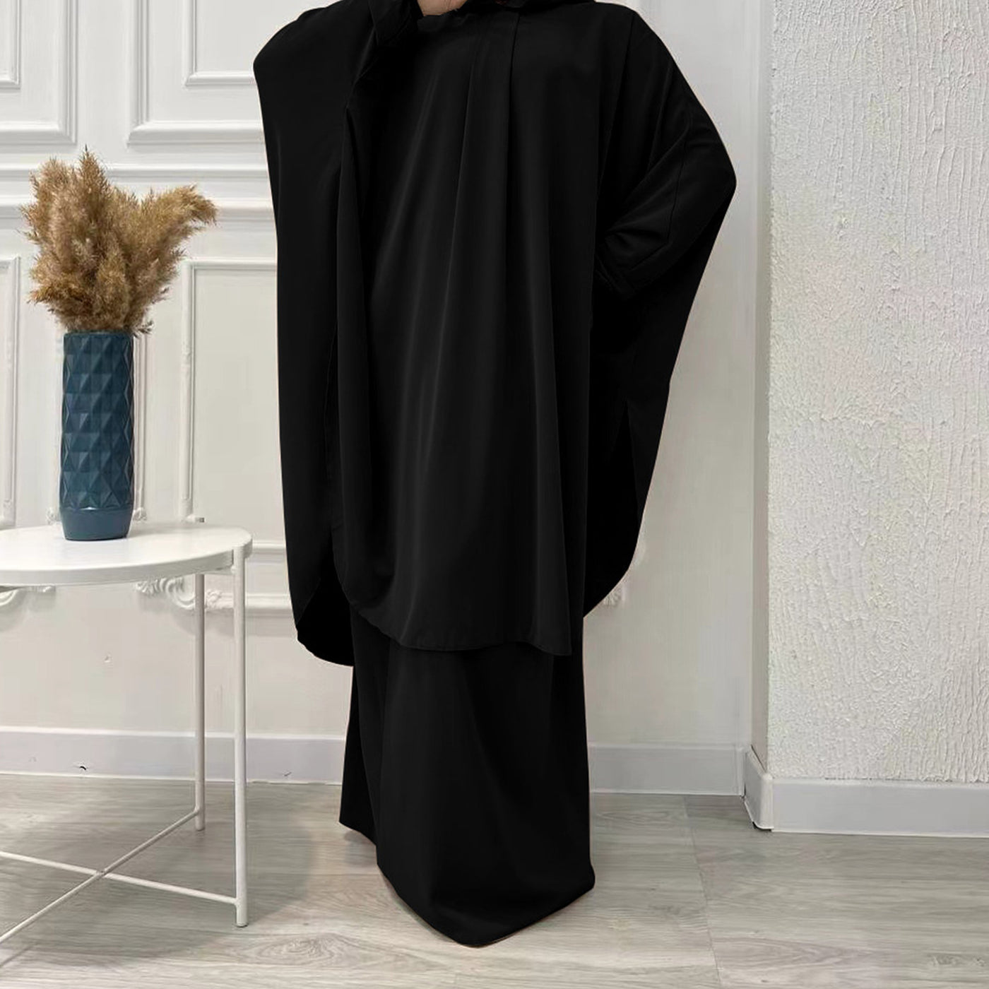 Flared Solid Color Long Robe Set Dress