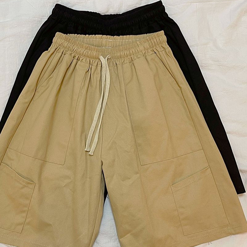 Workwear Wide-Leg Shorts Women Summer Pure Cotton Style High Street Loose Casual Plus Size Versatile Capri Pants