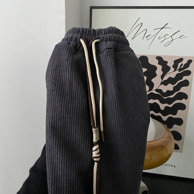 Velvet Casual Trousers for Women High Waist Drawstring Cuffed Harem Long Pants