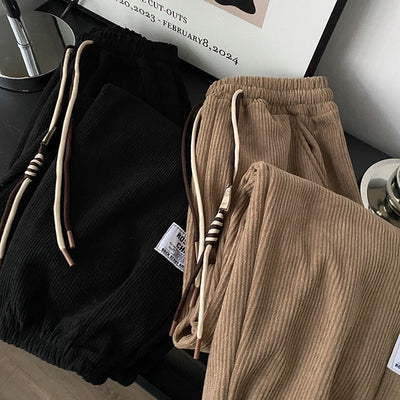 Velvet Casual Trousers for Women High Waist Drawstring Cuffed Harem Long Pants